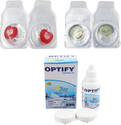 

Optify Combo Pack Monthly Color Contact Lens (OP-342-Red-Green-2) Monthly Contact Lens(1, Red-Green, Pack of 2)