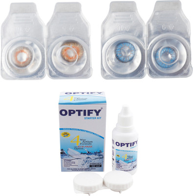 

Optify Combo Pack Monthly Color Contact Lens (OP-302-Honey-Blue-2) Monthly Contact Lens(1, Honey-Blue, Pack of 2)