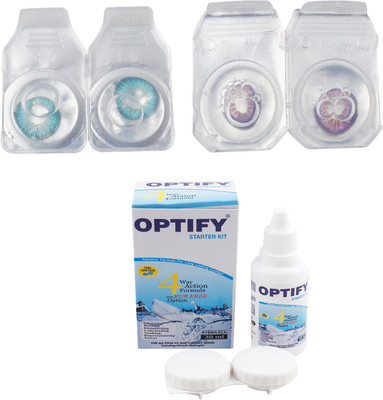 Optify Combo Pack Monthly Color Contact Lens (OP-325-Aqua-Voilet-2) Monthly Contact Lens(1, Aqua-Voilet, Pack of 2)