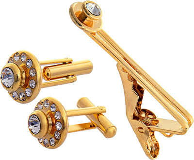 Lucky Jewellery Alloy Cufflink & Tie Pin Set(White)
