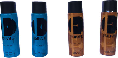 

Embark My Dream for Him, My Life for Him (Pack of 4) Deodorant Spray - For Men(600 ml, Pack of 4)