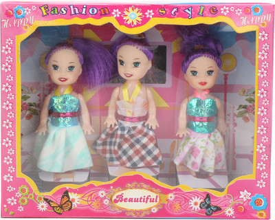 

BIG MONKEY TOYS Fashionable Princess Dolls Set Of -3 () ()(Multicolor)