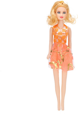 

BIG MONKEY TOYS Fashion Princess Doll In orange Western Dress with Realistic Glossy Eyes(Orange)