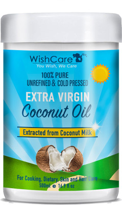 

WishCare Premium Cold Pressed Extra-Virgin Coconut Oil ( Wide Mouth Jar ) Coconut Oil Jar(500 ml)