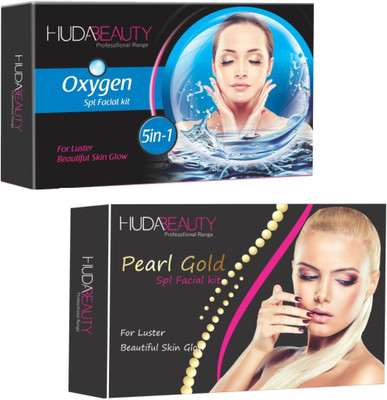 

Huda Beauty Professional Range Oxygen & Pearl Gold Facial Kit 900 g(Set of 2)
