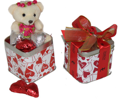 

Zoroy Luxury Chocolate Valentines day Surprise Pop upTin with teddy and heart chocolates Combo(50 g)