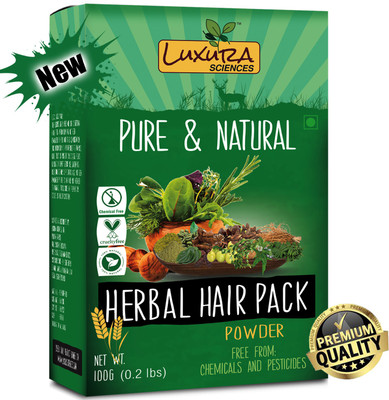 

Luxura Sciences Natural Herbal Hair Pack For Dry Hair,Hair Growth,Hair Fall and Damaged Hair Repair.Contains Methi,Neem Pan,Sughandhi Valo,Bhringraj,Nagarmotha,Brahmi Jatamasi,Amla,Aritha,Shikakai,Coffee,Indigo,Henna Powder.(100 Grams)(100 g)