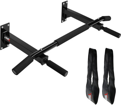 

KRX Wall Mounting Chin Up Bar With Solid One Piece Construction Bar + Ab Straps Gym & Fitness Kit