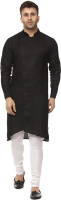 JIHUZUR Men Solid Straight Kurta(Black)