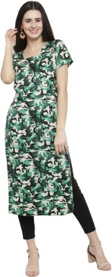 Enchanted Drapes Women Printed Straight Kurta(Green)