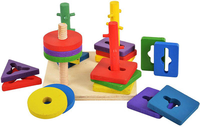 

Civil Geometric Shape Sorter Toys | 4 Set of Columns Wooden Puzzle | Early Educational Toys for Toddlers(Multicolor)