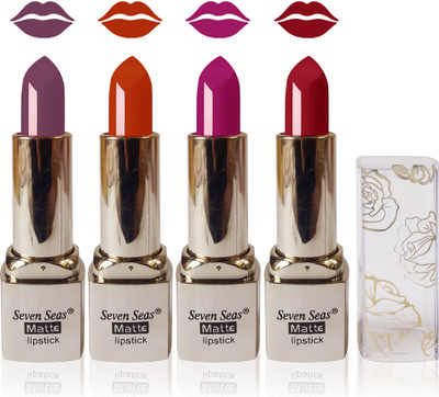 

Seven Seas Cosmetics Makeup Deep Moisturizing matte lisptick combo set of 4(violet beige purple maroon)