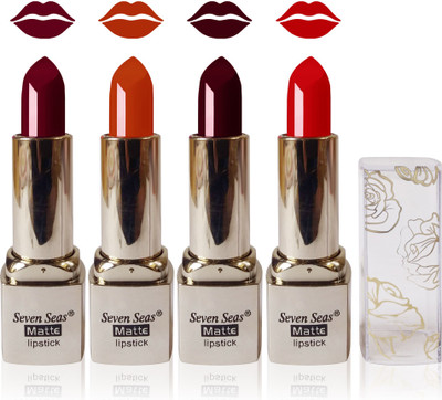 

Seven Seas Cosmetics Makeup Deep Moisturizing matte lisptick combo set of 4(brown beige hot chocolate red)