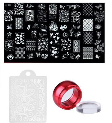 

Royalkart Nail Art Stamping Kit Jumbo Image Plate With Multicolour Soft Nail Silicone Stamper and Scrapper (CF06)(Multicolour)