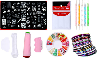 

Royalkart CF11 Nail Art Stamping Kit Jumbo Image Plate With Double-Sided Soft Nail Silicone Stamper & Scrapper(Multi)(Multicolour)