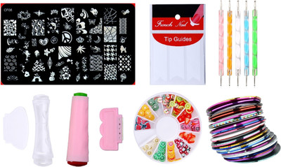 

Royalkart CF08 Nail Art Stamping Kit Jumbo Image Plate With Double-Sided Soft Nail Silicone Stamper & Scrapper(Multi)(Multicolour)