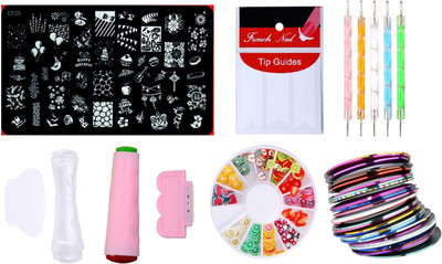 

Royalkart CF05 Nail Art Stamping Kit Jumbo Image Plate With Double-Sided Soft Nail Silicone Stamper & Scrapper(Multi)(Multicolour)