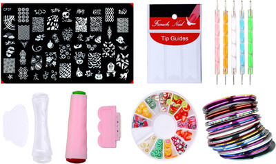 

Royalkart CF07 Nail Art Stamping Kit Jumbo Image Plate With Double-Sided Soft Nail Silicone Stamper & Scrapper(Multi)(Multicolour)