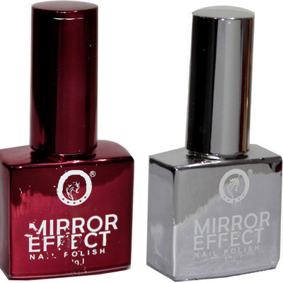 

The Looks HD Mirror Effect Nail Paint Combo red, Silver(Pack of 2)