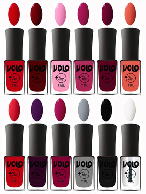 

Volo No Chipping-No Fading Longest Lasting Ever Nail Polish Set Blood Red, Great Maroon, Baby Pink, Magnta Fashion, Wine Maroon, Orange, Redish Orange, Dark Wine, Magnta, Light Grey, Black, Top Coat(Pack of 12)