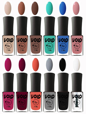

Volo No Chipping-No Fading Longest Lasting Ever Nail Polish Set at Big Promotional Price English Nude, Nude, Brown, Fashion Green, Royal Blue, Peach Pink, Magnta Fashion, Wine Maroon, Orange, Light Grey, Black, Top Coat(Pack of 12)