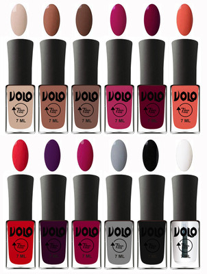 

Volo No Chipping-No Fading Longest Lasting Ever Nail Polish Set at Big Promotional Price English Nude, Nude, Brown, Magnta Fashion, Wine Maroon, Orange, Redish Orange, Dark Wine, Magnta, Light Grey, Black, Top Coat(Pack of 12)
