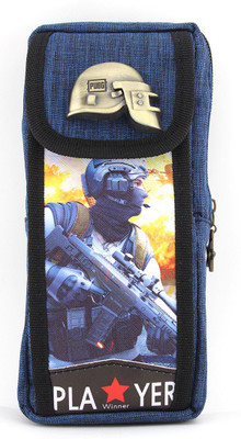 

SHERAGO Pen/Pencil Zipper Pouch for Students,Travelers and School Kids,Multipurpose Box/Case||PUBG Metal Helmet Water Resistance Art Canvas Pencil Box(Set of 1, Blue)