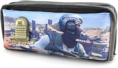 

SHERAGO Pen/Pencil Zipper Pouch for Students,Travelers and School Kids,Multipurpose Box/Case||PUBG Metal Bag Water Resistance Art Canvas Pencil Box(Set of 1, Grey)