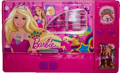 

Shopkooky Barbie Cartoon Character Printed Jumbo Button Pencil Box With Accessories Pink Art Plastic Pencil Box(Set of 1, Pink)