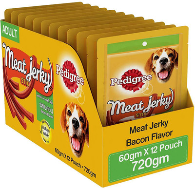 

Pedigree Meat Jerky Bacon Flavor Bacon 0.8 kg Dry Dog Food(Pack of 12)