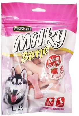 

GOODIES Goodies Milky bone Calcium plus strawberry flavour 12 Pcs Strawberry Dog Treat(250 g)