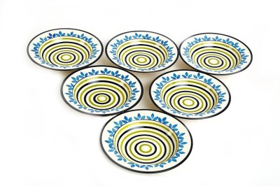 caffeine Ceramic Handmade Doodle Print with Leaf 9 inch Charger Plate(Pack of 6, Microwave Safe)