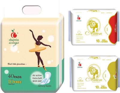 

Cherrin Hygiene Kit With Wings+Anion Day+Anion Night 40+10/10+10 Premium Sanitary Pad(Pack of 70)