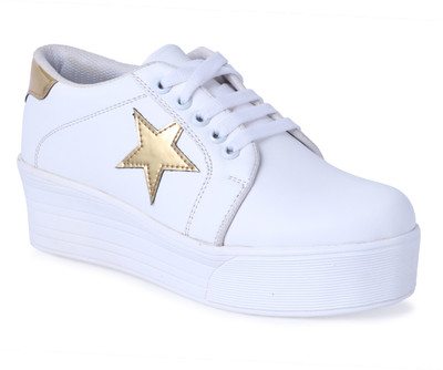

Shoe Fit Sneakers For Women(White, Gold