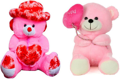 

Samayra Toys Combo Offer Pack of Two Pink Teddy Bear with Cap 3 Feet & Balloon Teddy bear with I Love You Heart 40 cm - 90 cm(Pink)