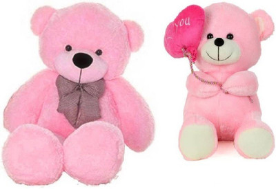 

Samayra Toys Combo Offer Large Cute Pink Teddy Bear 4 Feet & Balloon Teddy bear with I Love you heart 40 Cm - 120 cm(Pink)