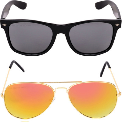 

Aligatorr Wayfarer, Aviator Sunglasses(Golden, Black