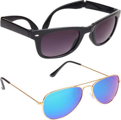 

Aligatorr Wayfarer, Aviator Sunglasses(Black, Blue