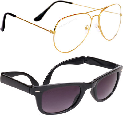 

Aligatorr Wayfarer, Aviator Sunglasses(Clear, Black