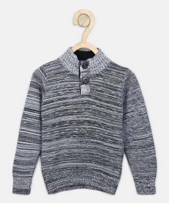 Gini & Jony Self Design High Neck Casual Boys Grey Sweater at flipkart