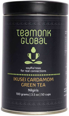 

Teamonk Global Nilgiri Cardamom Green Tea for Weight Loss, 100g (50 Cups)-Pack of 2 | 100% Natural Loose Leaf Tea with Natural Cardamom | Ikusei Green Tea for Weight Loss & Easy Digest | No Additives Cardamom Green Tea(100 g, Tin)
