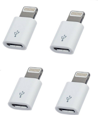 

Freya PACK OF 4 Micro Usb to 8 Pin Lightning CABLE USB Adapter(White)