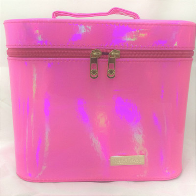 

shamax 1 TRAY BIG PATTENT COSMATIC BAG (RAINBOW PINK) vanity box Vanity Box(Rainbow pink)