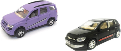

The Game Begins Combo Toys of Mahindra XUV 500 Car and Polo Car | Miniature Car Toys | Pull back and go | Purple,Black -Combo Pack of 2 Toys(Purple, Black), Black;purple