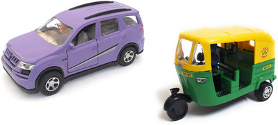 

The Game Begins Combo Toys of Mahindra XUV 500 Car and Auto Rickshaw | Miniature Toys | Pull back and go | Purple,Green -Combo Pack of 2 Toys(Purple, Green), Green;purple