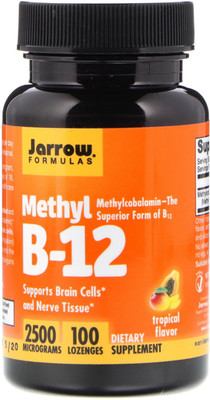 

Jarrow Formulas Methyl B-12, Tropical Flavor, 2500 mcg, 100 Lozenges(100 No)
