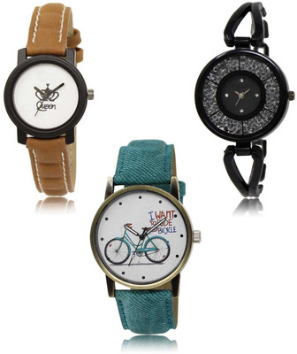 Red Robin LR-209-211-229 Premium Quality Collection Latest Set of 3 Stylish Attractive Professional Designer Combo Analog Watch - For Women