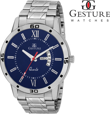 

Gesture 1208- Blue Day And Date Chain Watch - For Men