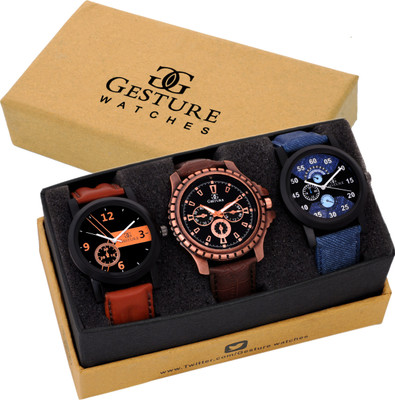 

Gesture 8000- Combo Of 3 (Casual+Party Wear+Formal) Decent Watch - For Men