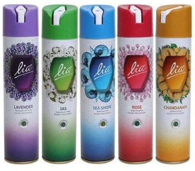 Lia Jasmine, Rose, Lavender, Sea Shore & Chandanam Spray(5 x 32 ml)